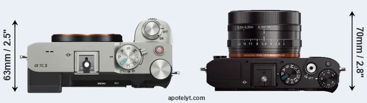 Compare A7C II versus RX1 top