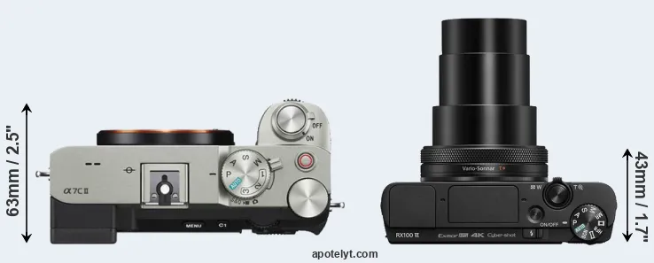 Compare A7C II versus RX100 VI top