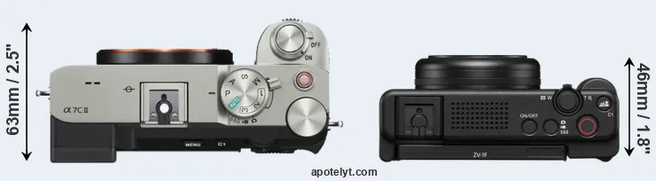 Compare A7C II versus ZV-1F top