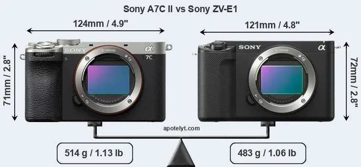 Size Sony A7C II vs Sony ZV-E1