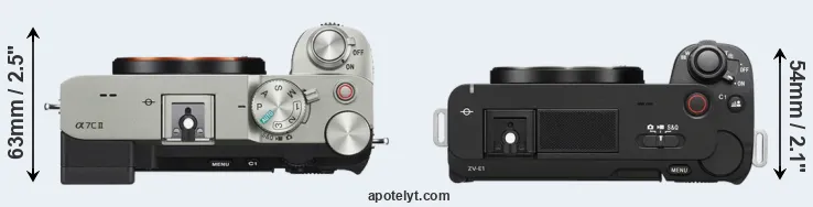 Compare A7C II versus ZV-E1 top