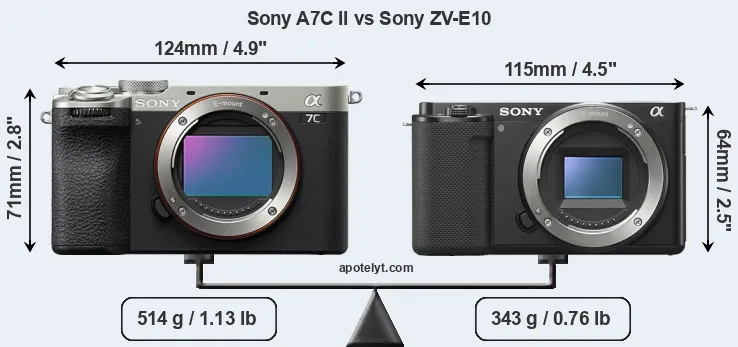 Size Sony A7C II vs Sony ZV-E10