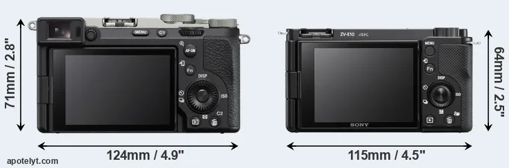 Comparison A7C II or ZV-E10 rear