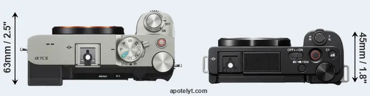 Compare A7C II versus ZV-E10 top