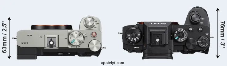 Compare A7C R versus A9 II top