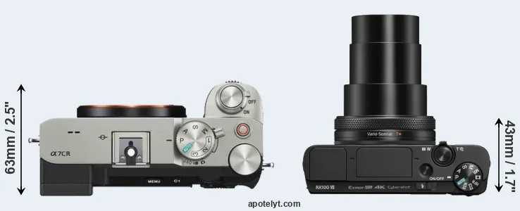 Compare A7C R versus RX100 VII top