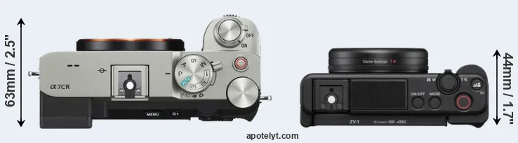 Compare A7C R versus ZV-1 top
