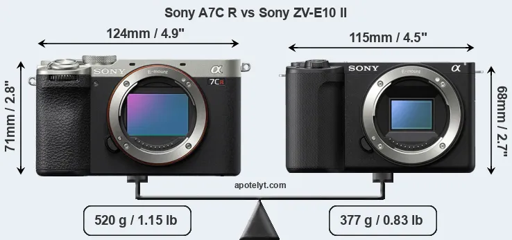 Size Sony A7C R vs Sony ZV-E10 II