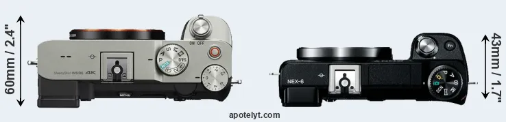 Compare A7C versus NEX-6 top