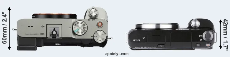 Compare A7C versus NEX-F3 top