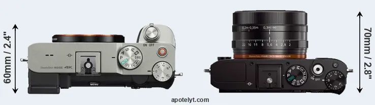 Compare A7C versus RX1 top