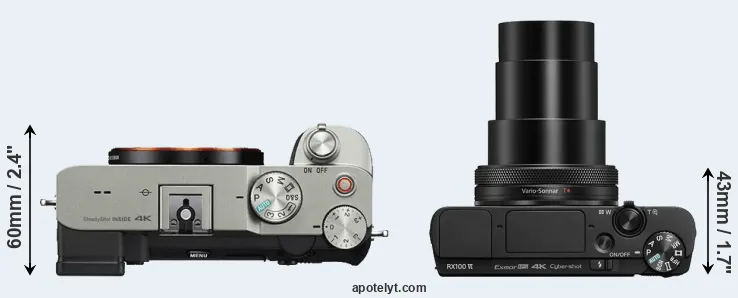 Compare A7C versus RX100 VI top