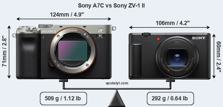 Size Sony A7C vs Sony ZV-1 II