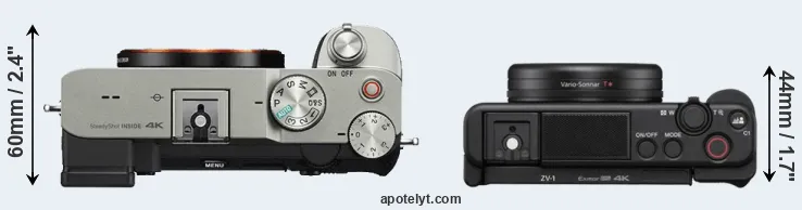 Compare A7C versus ZV-1 top
