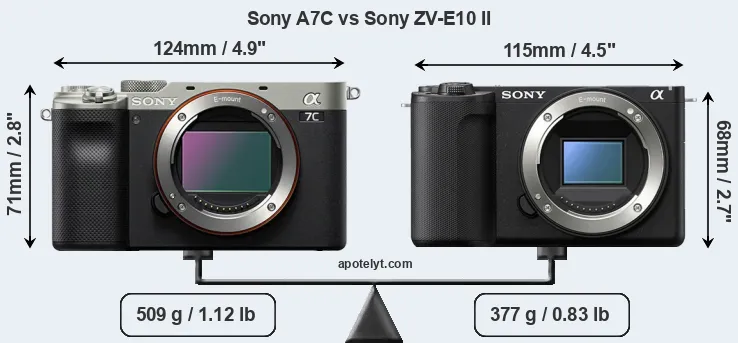 Size Sony A7C vs Sony ZV-E10 II