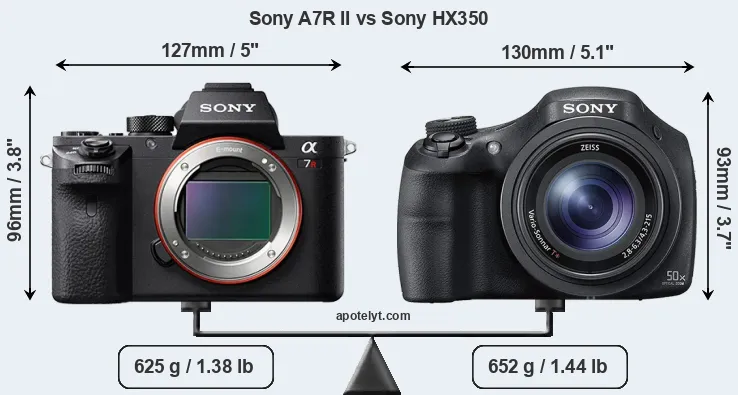 Size Sony A7R II vs Sony HX350
