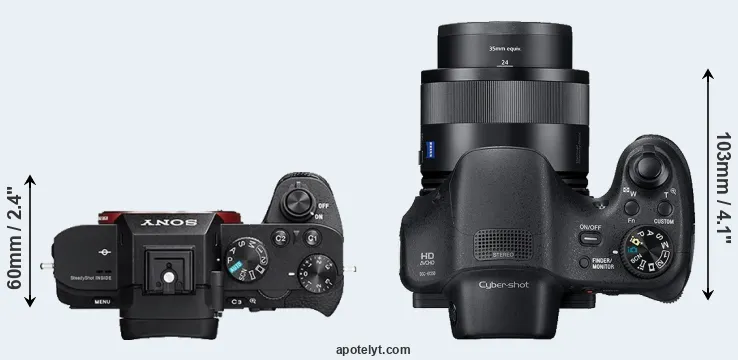 Compare A7R II versus HX350 top