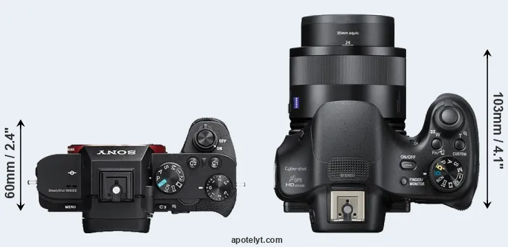 Compare A7R II versus HX400V top