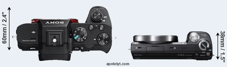 Compare A7R II versus NEX-5N top