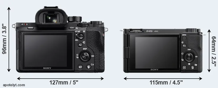 Comparison A7R II or ZV-E10 rear