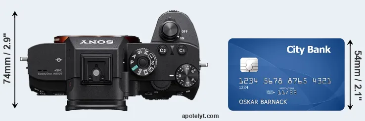 A7R III versus credit card top view