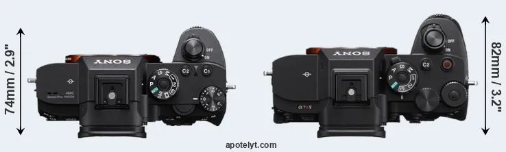 Compare A7R III versus A7R V top