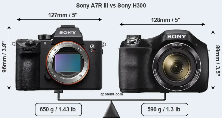 Size Sony A7R III vs Sony H300