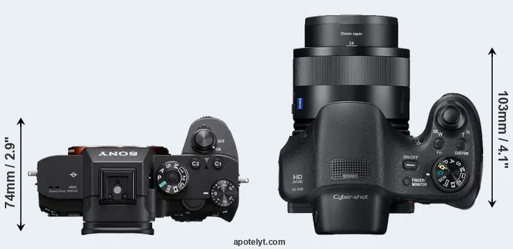 Compare A7R III versus HX350 top