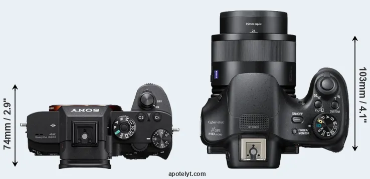 Compare A7R III versus HX400V top