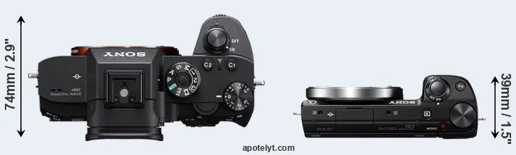 Compare A7R III versus NEX-5R top