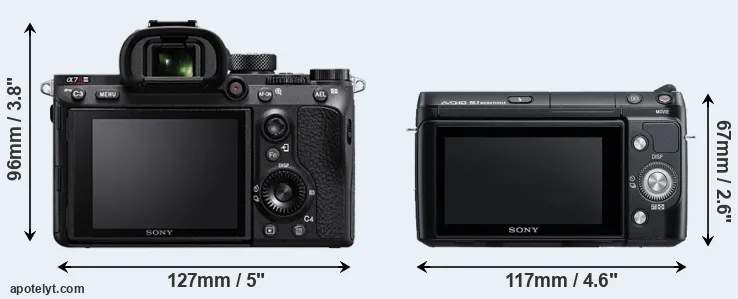 Comparison A7R III or NEX-F3 rear