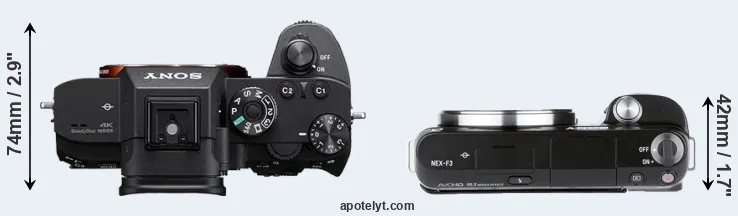 Compare A7R III versus NEX-F3 top
