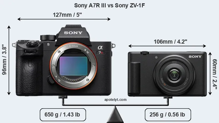 Size Sony A7R III vs Sony ZV-1F