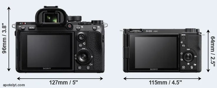 Comparison A7R III or ZV-E10 rear