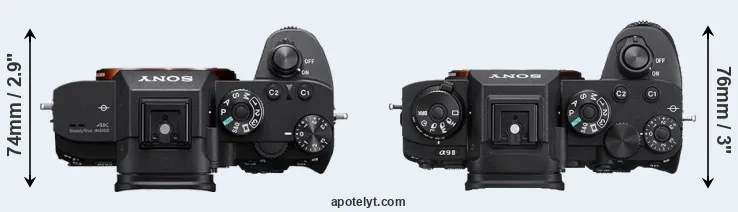 Compare A7R IIIA versus A9 II top