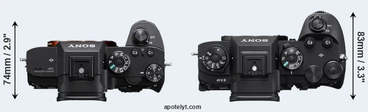 Compare A7R IIIA versus A9 III top