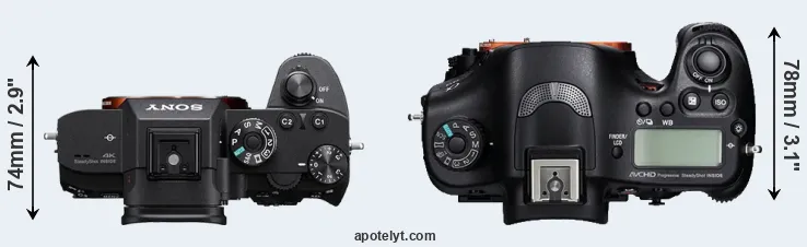 Compare A7R IIIA versus A99 top