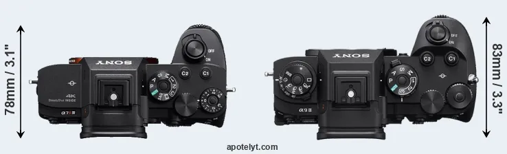 Compare A7R IV versus A9 III top