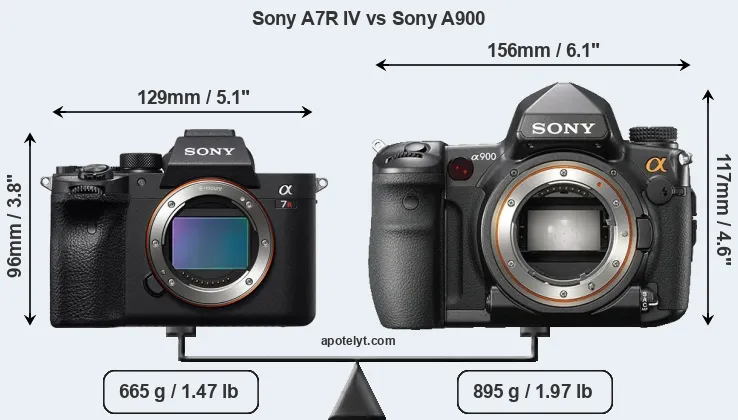 Size Sony A7R IV vs Sony A900