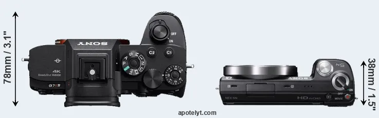 Compare A7R IV versus NEX-5N top