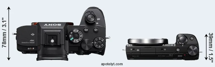 Compare A7R IV versus NEX-5R top