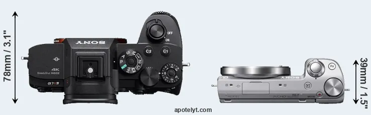 Compare A7R IV versus NEX-5T top