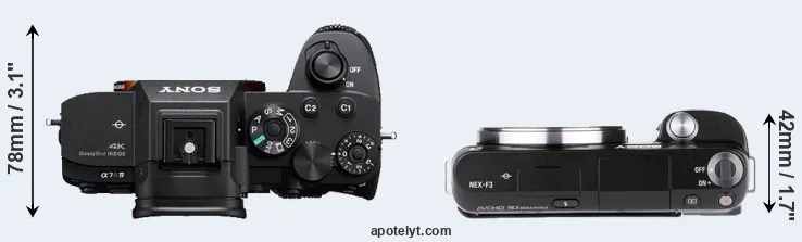 Compare A7R IV versus NEX-F3 top