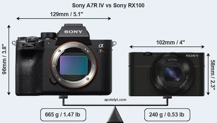 Size Sony A7R IV vs Sony RX100