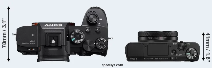 Compare A7R IV versus RX100 V top