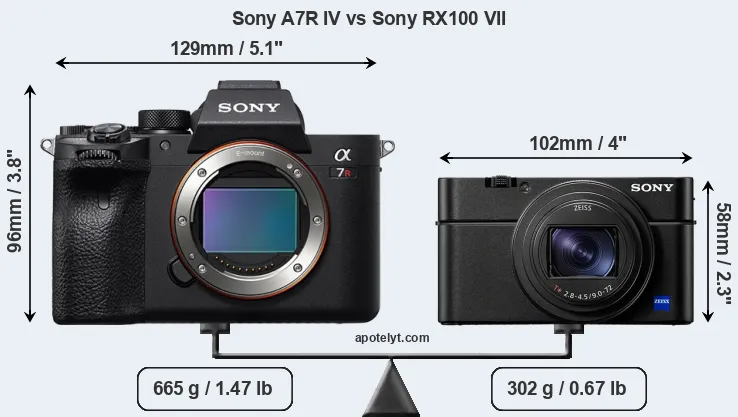 Size Sony A7R IV vs Sony RX100 VII