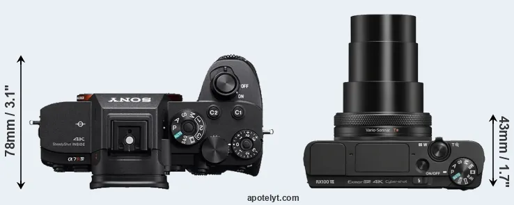 Compare A7R IV versus RX100 VII top