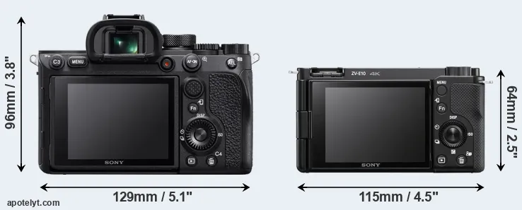 Comparison A7R IV or ZV-E10 rear