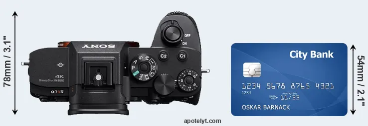A7R IVA versus credit card top view