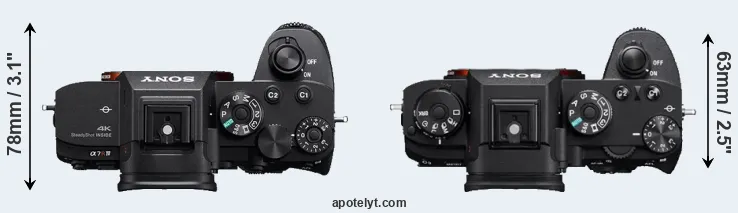 Compare A7R IVA versus A9 top